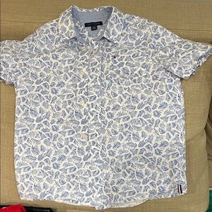 Tommy Hilfiger Boys Blue and White Tropical Print Shirt